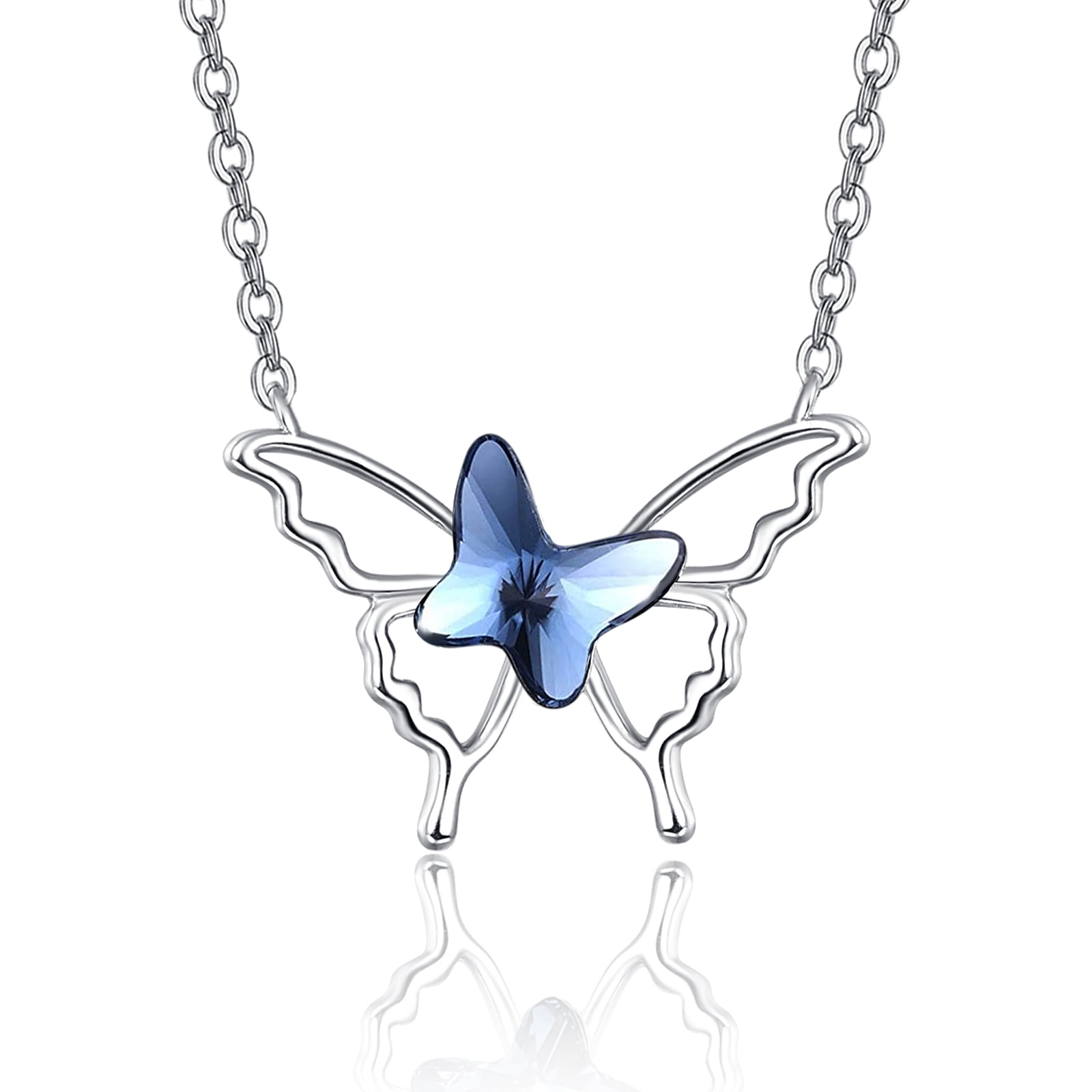 Amazon.com: Swarovski Crystal 'Never Give Up Butterfly' Pendant Necklace,  Rhodium-Plated Sterling Silver, 18